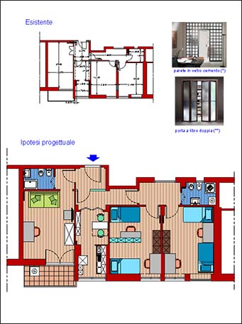Progetto interni appartamento uso casa-vacanze, Roma